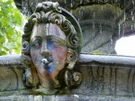 head on fountain with residual spray paint