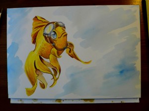 Gold Fish watercolor painting