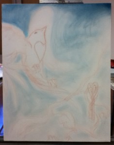 bird painting in progress