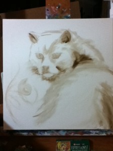 fat kitty painting in progress