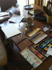 setting up work area 