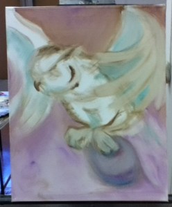 owl painting in progress