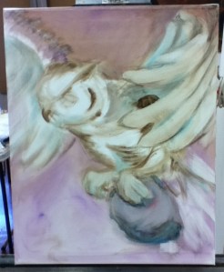 owl painting in progress