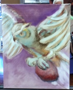 owl painting in progress