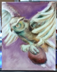 owl painting in progress