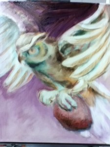 owl painting in progress