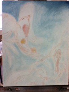 bird painting in progress