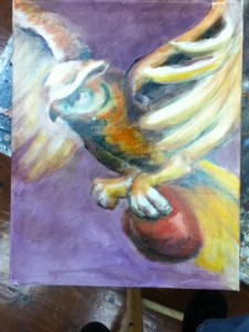 owl painting in progress