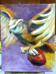 owl painting in progress