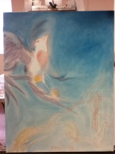 bird painting in progress