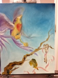 bird painting in progress