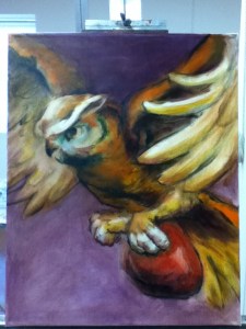 owl painting in progress