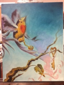 Bird painting with Steves background suggestions