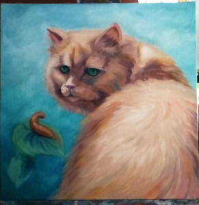 cat and slug painting in progress