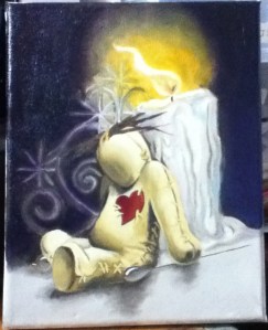 voodoo doll painting in progress