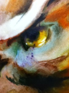 detail of owl eye on painting
