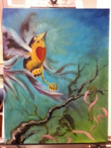 bird painting in progress