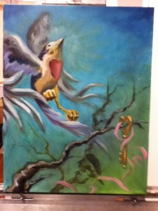 bird painting in progress
