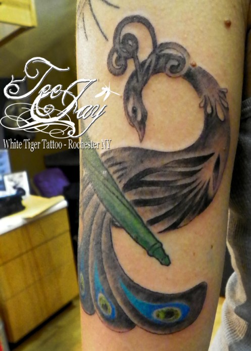 Art Deco Peacock tattoo