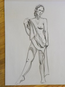 standing female figure with drape