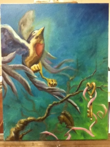 bird and key painting