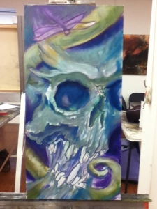 skull painting in progress