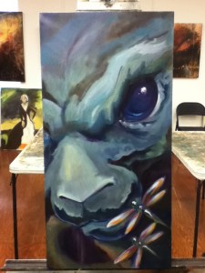 dark bunny painting in progress