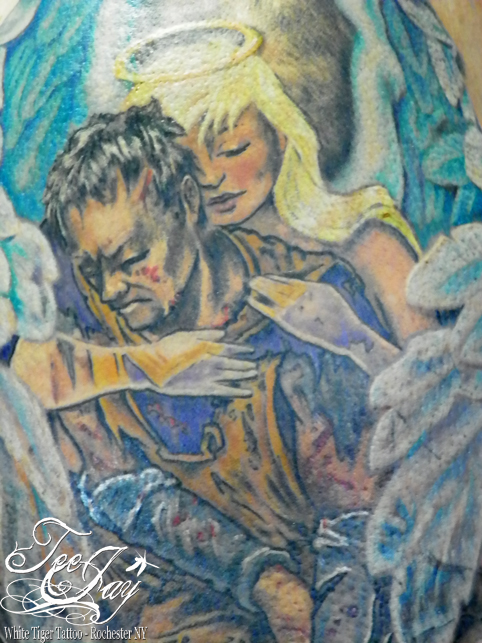 Guardian Angel tattoo detail