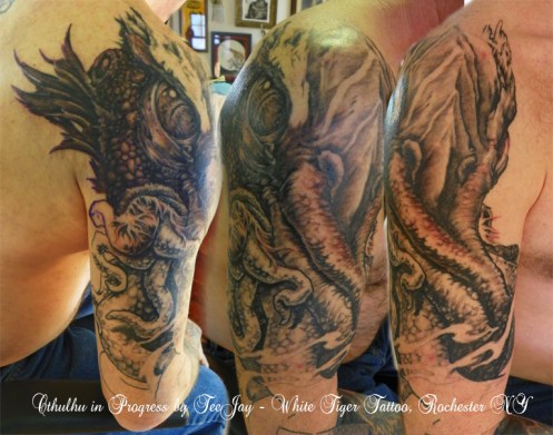 cthulhu sleeve tattoo in progress