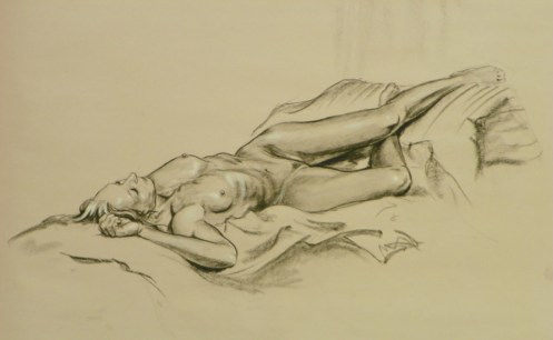 figure drawing reclining nude female