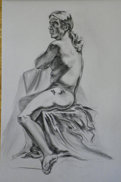 figure drawing male seated side