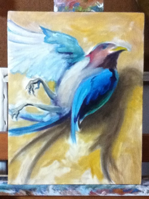 dead bird painting in progress