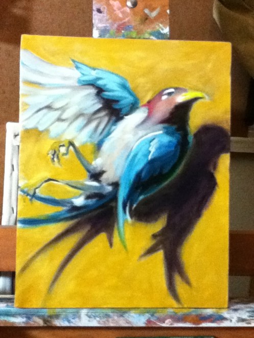 dead bird painting in progress