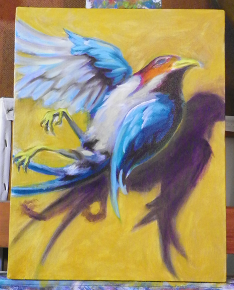 dead bird painting in progress