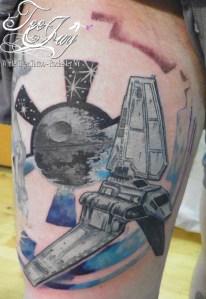 death star and imperial shuttle tattoo