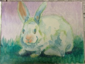 bunny oil painting in progress
