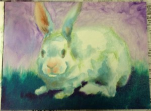 bunny oil painting in progress