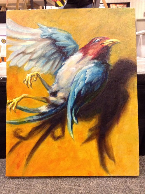 wip oil painting dead bird