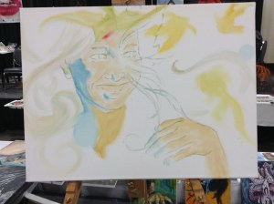 wip oil painting Delirium 