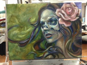 skull gypsy painting in progress