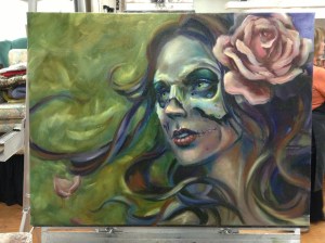 skull gypsy painting in progress