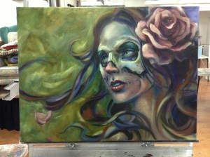 skull gypsy painting in progress