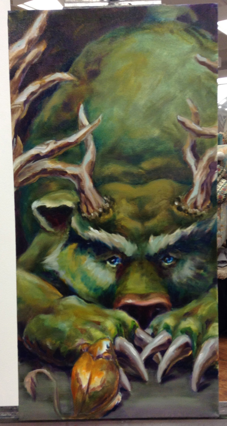 bear oil painting in progress