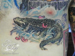 Marsh Croc tattoo in progress