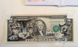 $2 bill with cat and mouse