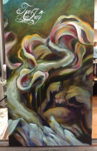 bunny painting oil, work in progress