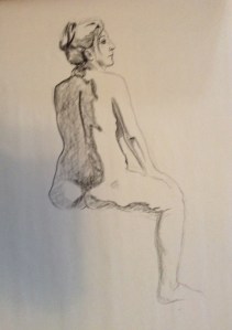 figure drawing woman back seated