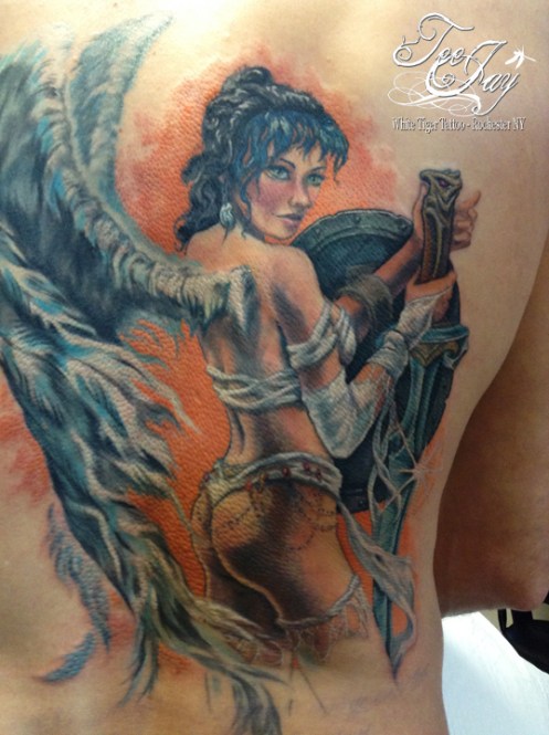 Luis Royo angel tattoo
