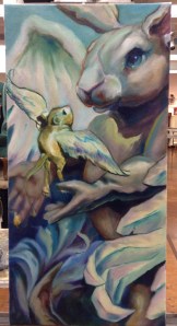 flying lessons oil painting in progress