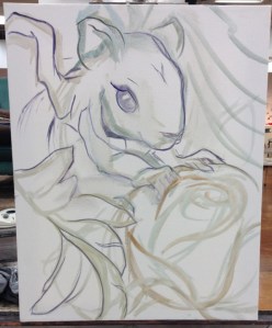 another flying rodent painting in progress